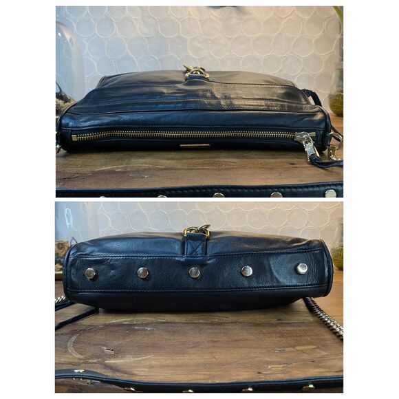 REBECCA MINKOFF M.A.C. Black Leather Large Crossbody Shoulder Clutch Bag - Picture 5 of 15